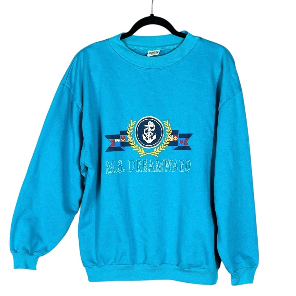 Vintage 80s/90s M.S. Dreamward Crewneck Sweatshirt Men’s Large Teal Nautical USA - Picture 1 of 9